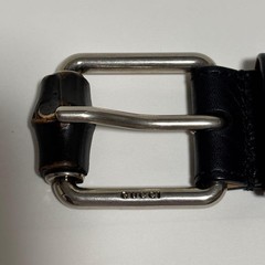 GUCCI Pre-Owned Bamboo Men&rsquo;S Leather Belt Black Silver
