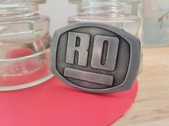 Vintage RO Belt Buckle Silver Pewter Look