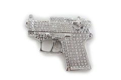 Gun Belt Buckle Silver Metal Rhinestones New Men Iced Real Cowboy Style Rodeo