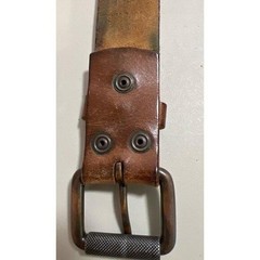 John M. Browning Brown Leather Belt Textured Grip Metal Buckle Sz36 Biker Tough