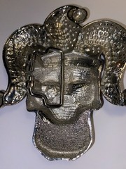 Iced Bling Skull Jester Belt Buckle Rhinestone Encrusted Jester Hat By FL&B.