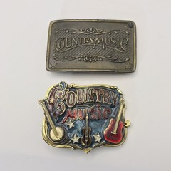 Lot of 2 Vintage Country Music Belt Buckle Westerncore Americana Rockabilly