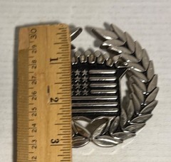 USA Flag Belt Buckle Famous Stars & Straps With Laurel Wreath Design Silver Tone