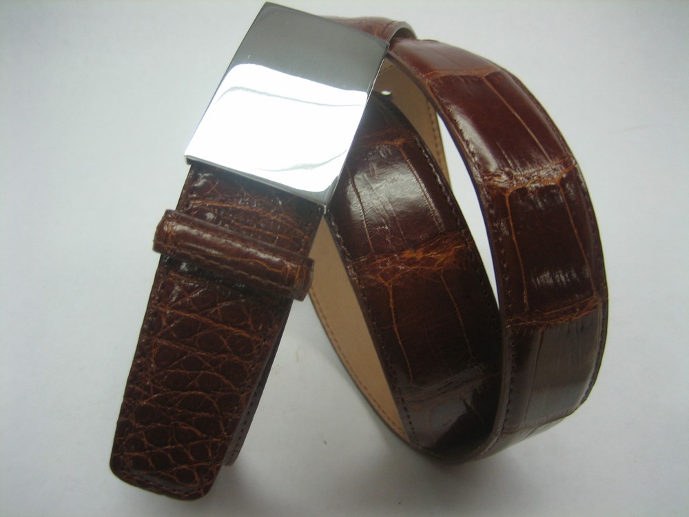 Sterling silver 925 buckle w/30 MM Genuine Alligator belt size 32 to 44 U.S.A.
