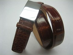 Sterling silver 925 buckle w/30 MM Genuine Alligator belt size 32 to 44 U.S.A.