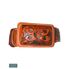 NEW Hecho En Mexico Hand Tooled Leather Western Belt Floral Buckle Boho Cowgirl