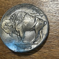 Lot of 2 VTG Buffalo 5 Cents Nickel Belt Buckle Silver Round USA 3&Prime; Diameter B13