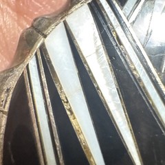 Vintage Southwestern Style Sterling Silver Belt Buckle Stamed B Black white Art