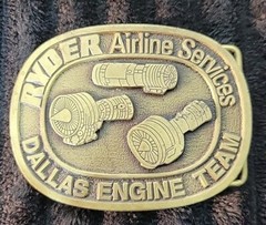 Ryder Airline Services Jet Engine Team Dallas TX Belt Buckle Aviation CD Hit USA