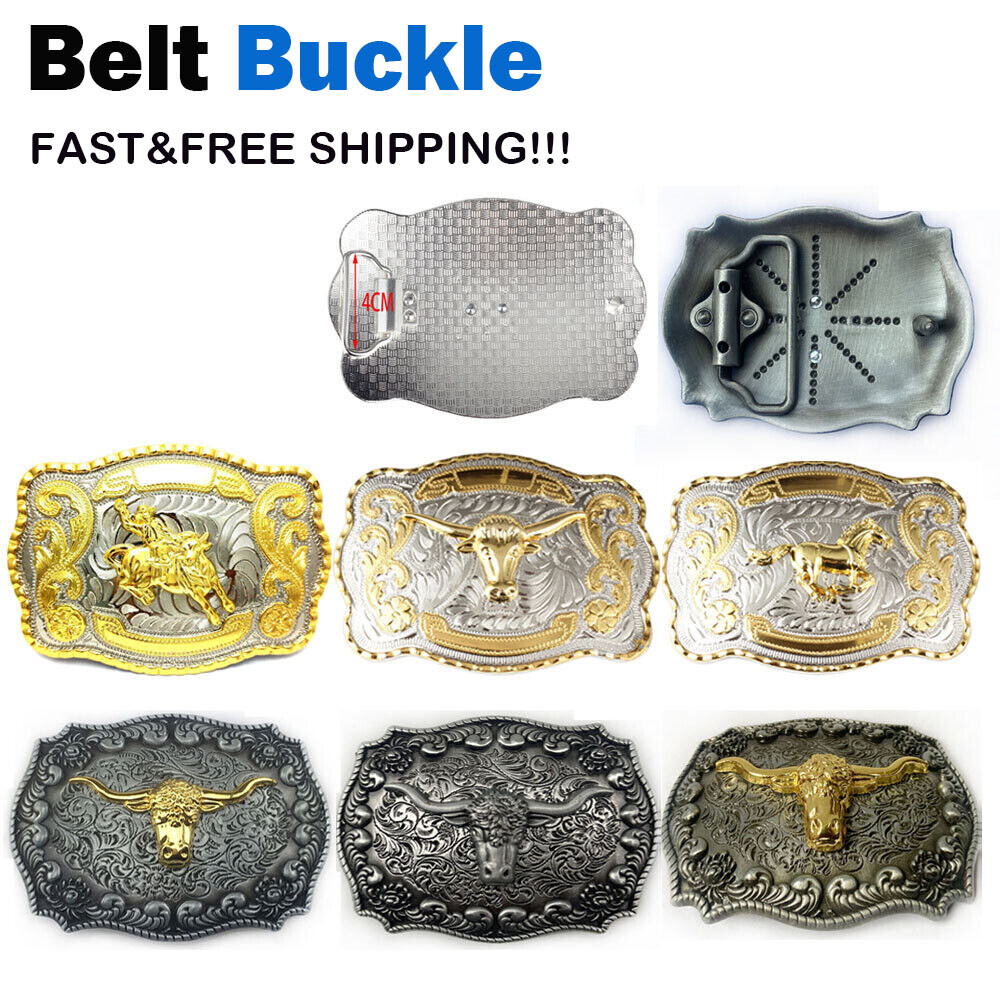 Western Mens Alloy Vintage Fashion Leather Belt Buckle Cowboy Pattern Metal NEW