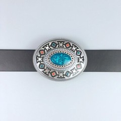Vintage Silver Plated Celtic Totem Oval Southwest Belt Buckle Boucle de Ceinture