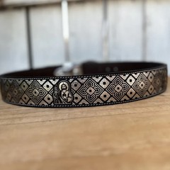 Genuine Laser Cut Leather San Judas Western Belt with Removable Buckle – Silver