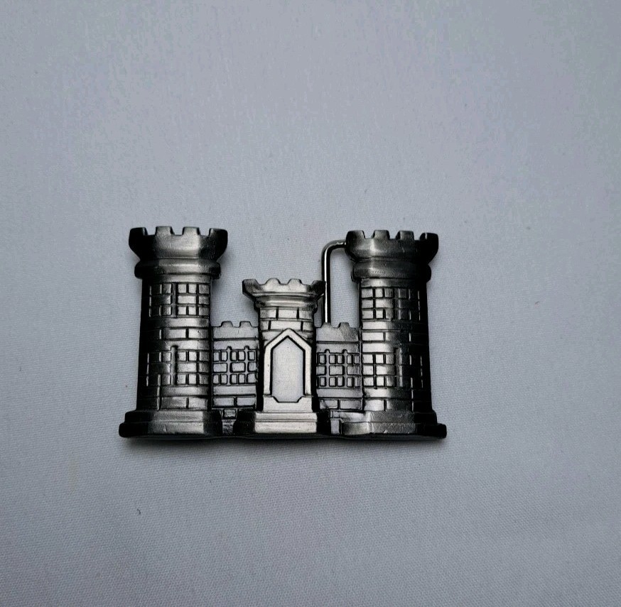 U.S. Army Corps Of Engineers Belt Buckle Silver Tone Castle