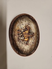 .925 Silver Front Vintage German Silver Western Belt Buckle Cowboy Roping