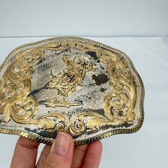 Montana Silversmiths Silver Plate LARGE Belt Buckle Bull Rider Western Cowboy