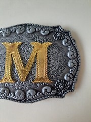 Western Belt Buckle Initial Letters ABCDEFG to Y-Cowboy Rodeo Large Belt..