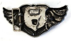 AL BERES TWO 1.5&Prime; LION WING BELT « BUCKLE ONLY » ANTIQUE SILVER PEWTER METAL USA