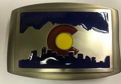 DENVER COLORADO SKYLINE FLAG Buckle, HANDCRAFTED, MADE IN U.S.A.
