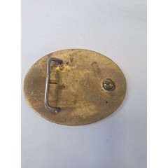 Vintage Crumrine Mfg Brass Belt Buckle American Eagle Flag Western Reno NV USA