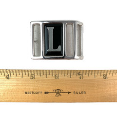 Vintage Avon Personalied Letter L Black Silver Womens Metal Belt Buckle