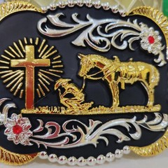 Praying Cowboy belt buckle Western Horse Cross Rodeo Zinc alloy colorful