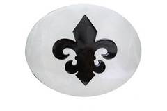 Women Men Silver Metal Unisex Belt Buckle Bling Fleur De Lis French Lily Flower