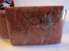 JEAN ROBERTS DESIGNS BROWN SNAKESKIN BELT D. RED STONE? BUCKLE -37&Prime; L END TO END