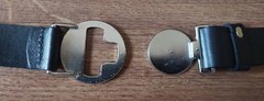 Belt, buckle similar to that of a scout, leather black size 107 cm/42 in, new UK