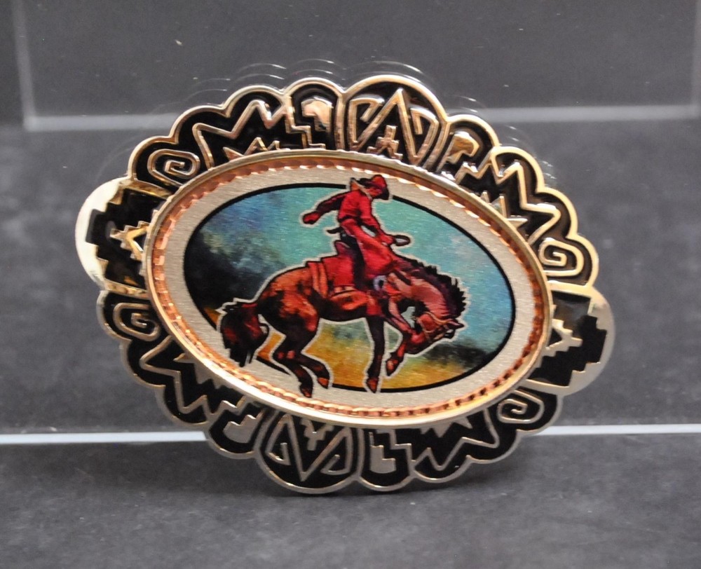 NWOT Horse Cowboy Bucking Bronco Belt Buckle Silver Tone Oxidation Design 4&Prime; G8