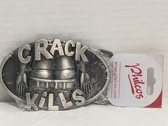 Crack Kills Ass Butt Joke Funny Bar Humor Belt Buckle New with Label
