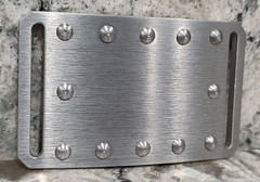 GRIP6 BELT BUCKLE – AIRPLANE RIVETS – RAW ALUMINIUM – 1.5 INCH WIDE