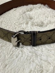 GUCCI Pre-Owned Gg Pattern Leather Belt Striped All Over Men&rsquo;S