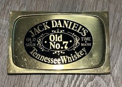 Jack Daniels Tennessee Whiskey Old No. 7 Solid Brass Belt Buckle Vintage!