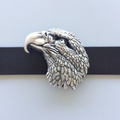 Vintage Silver Plated Eagle Head Western Belt Buckle