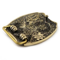 Semargl solid brass belt buckle, handmade Mythical winged lion Simargl buckle