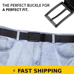 SaiTech IT Men&rsquo;s Reversible Belt Buckle – 1 3/8&Prime; (35mm) Black
