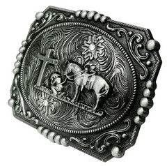Religion Cross Cowboy Kneeling Prayer And Horse Design Belt Buckle