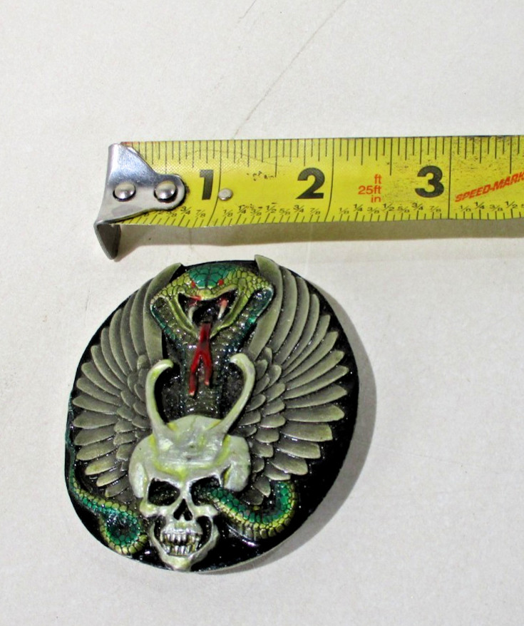 Vintage Bad Boy Skull Snake Wings Belt Buckle Indiana Metal Craft