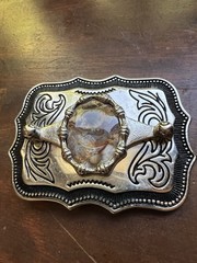 Men’s Rectangular Belt Buckle With Oval Stone