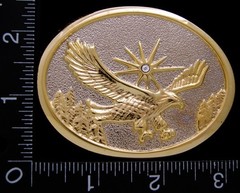 LI22145 *NOS* VINTAGE ***EAGLE w/ STAR & MOUNTAIN BACKGROUND*** BELT BUCKLE