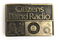 Vintage CB Citizens Band Radio Trucker Belt Buckle Brass 1975 Oden Metal