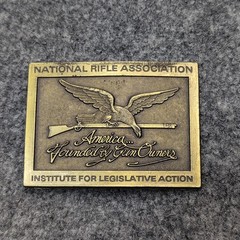 VINTAGE National Rifle Association NRA Belt Buckle America Founded By Gun Owners