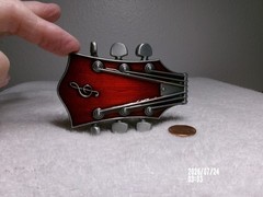 JEANS FRIEND MUSIC NOTE GUITAR BELT BUCKLE 3 3/4&Prime; L 2 5/8&Prime; WIDE FITS 1.5&Prime; BELT