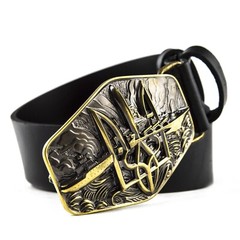 Warship done! solid brass belt buckle, ukrainian trident, russian combat ship
