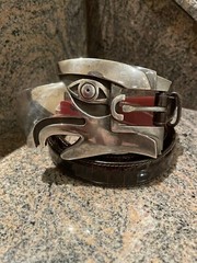 Huge! RARE! Kieselstein Sterling Eagle/Hawk Buckle W/Brown Alligator Belt Size 2