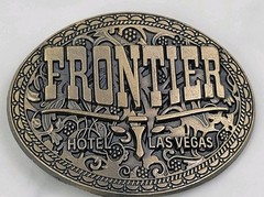 Frontier Las Vegas Hotel Casino Belt Buckle Brass Oval 3.25”x2.5” Longhorn