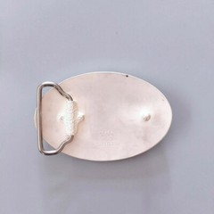 Vintage Silver Plated Oval Horse Western Belt Buckle Boucle de Ceinture