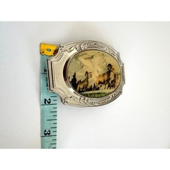 Century Canada Vintage Bighorn Sheep Mountain Scene Silver Tone Belt Buckle
