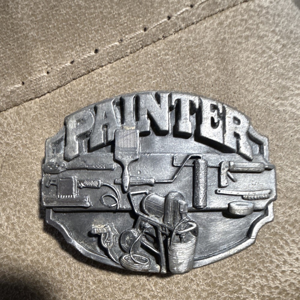 Painter Western Belt Buckle Silver Metal 1.5in V-50 Made in USA