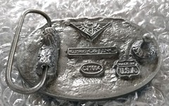MASON MASONIC SQUARE COMPASS BLUE LODGE G BELT BUCKLE MADE IN USA C&J INC 1985